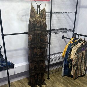 Free People Black and Gold Maxi Dress